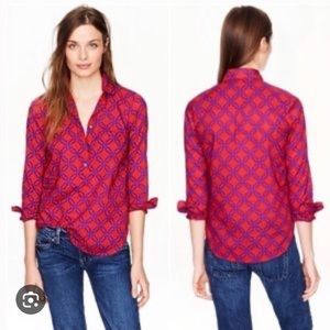J. Crew Red Purple Ratti Trellis Popover Top 4